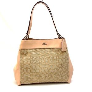 COACH LEXY SHOULDER BAG IN SIGNATURE JACQUARD Light Khaki Light Pink